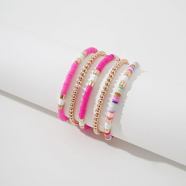 ONE: Premium Handmade New Pink Set 5pcs Bracelet's for Women