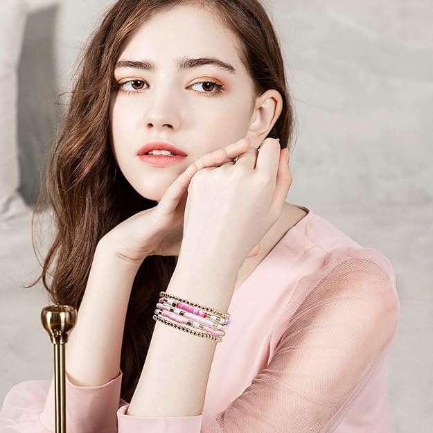 ONE: Premium Handmade New Lite Pink Set 5pcs Bracelet's for Women