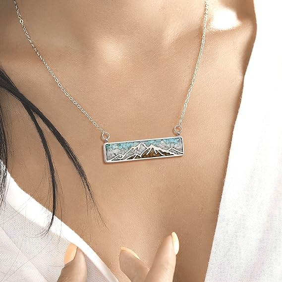 ONE: Turquoise Bar Mountain Howlite Stainless Steel Pendant Necklace