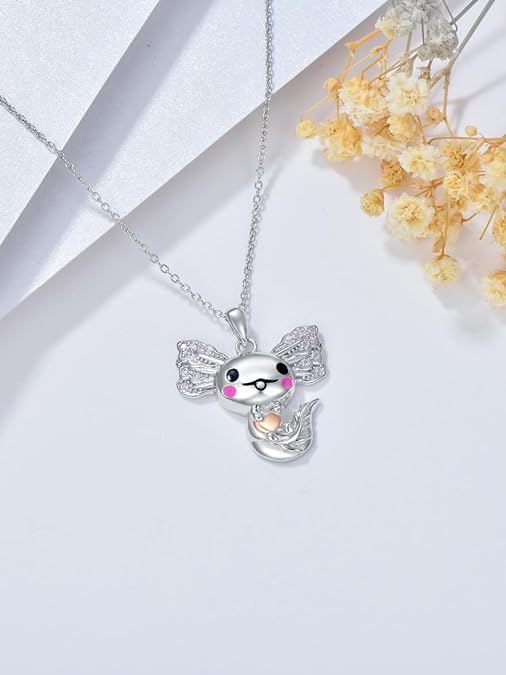 ONE :💎The Smile Axolotl is an amazing animal  Pendant Necklace Fine Jewelry 💎