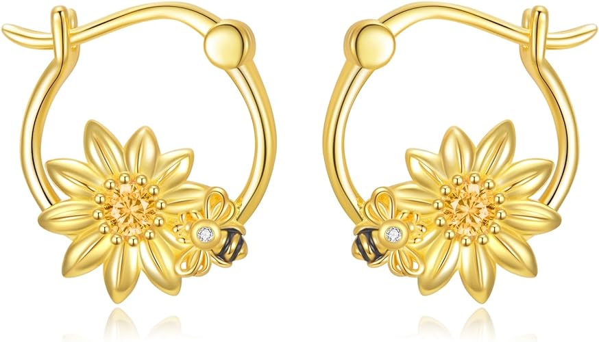 ONE:  Flower Hoops Earrings 925 Sterling Silver Jewelry CZ