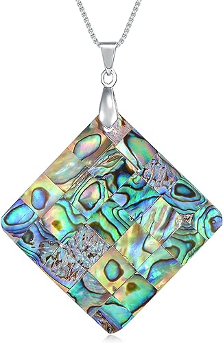 ONE: Handmade Healing Crystal Abalone Shell Pendant Necklace