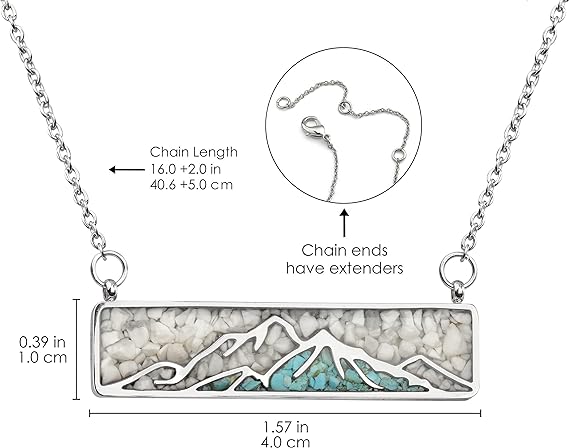 ONE: Turquoise Bar Mountain Howlite Stainless Steel Pendant Necklace
