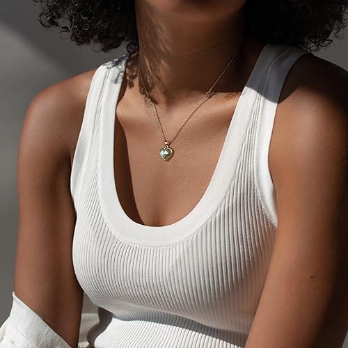 ONE: Handmade Healing Crystal Pendant Necklace, 14K Gold Plated Natural Energy Stone Labradorite-Heart