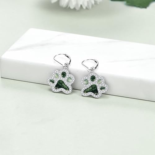 ONE PAIR:  Hoop Earrings Genuine 925 Sterling Silver Style: Lever back Paw Earrings