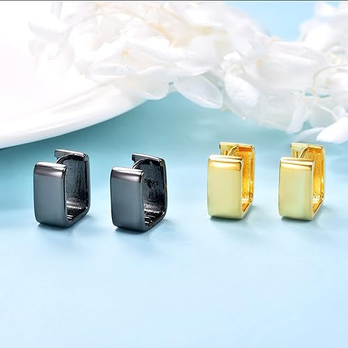 ONE: Thick Hoops Earrings Sterling Silver 925 Sterling Silver 14K Gold Plated Jewelry CZ