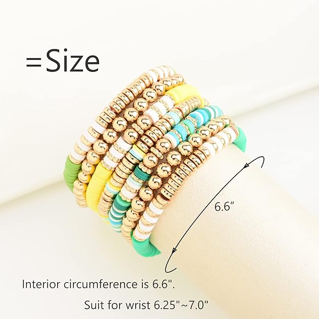 ONE: Premium Handmade New Green Set 7pcs Bracelet's for Women