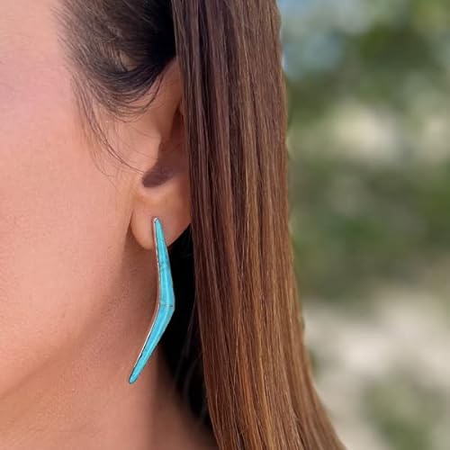 ONE :💎Color: Handmade Genuine Natural Turquoise Earrings 925 Sterling Silver (Solid)