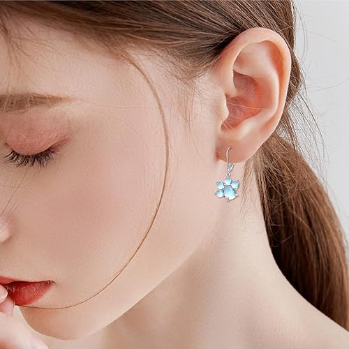 ONE PAIR:  Hoop Earrings Genuine 925 Sterling Silver Style: Lever back Paw Earrings