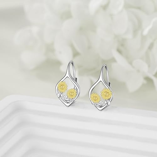 ONE PAIR:  Hoop Earrings Genuine 925 Sterling Silver Style: Lever Back Earrings STUD