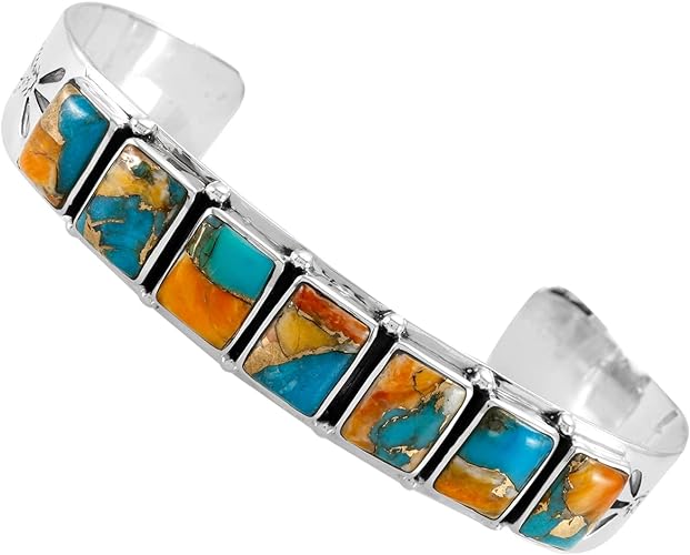 ONE :💎Color: Handmade Genuine Multi Matrix Turquoise and 925 Sterling Silver (Solid) Cuff Bracelet