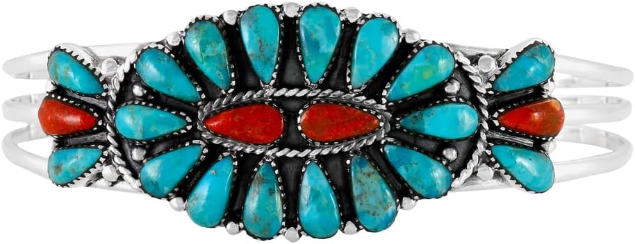 ONE :💎Color: Handmade Turquoise/Coral Bracelet Cuff Design 💎