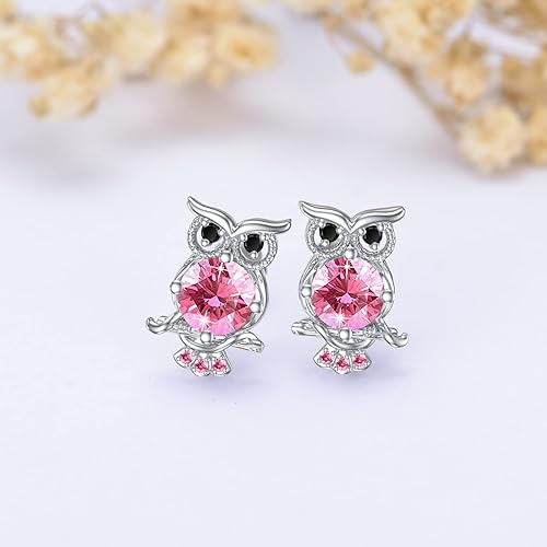 ONE PAIR:  Hoop Earrings Genuine 925 Sterling Silver OWL STUD