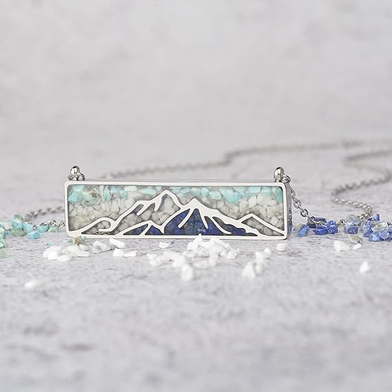 ONE: Turquoise Bar Mountain Howlite Stainless Steel Pendant Necklace