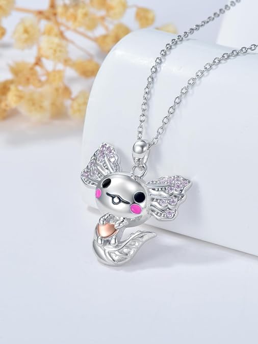 ONE :💎The Smile Axolotl is an amazing animal  Pendant Necklace Fine Jewelry 💎