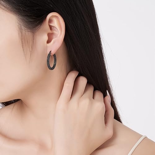 ONE:  ONE: 925 Sterling Silver Post Hoop Earrings 14K Gold Plated Jewelry CZ