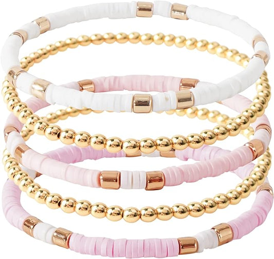 ONE: Premium Handmade New Lite Pink Set 5pcs Bracelet's for Women