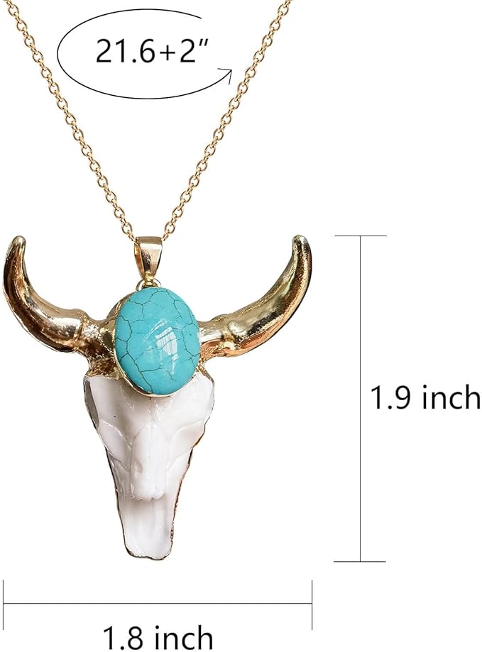 ONE:  Bull Skull Necklace Jewelry Vintage Gold Tone