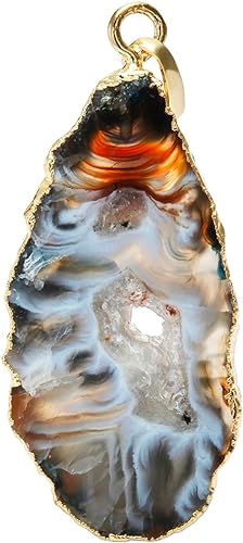 ONE: Handmade Healing Crystal Pendant Necklace, Natural Energy Stone Agate Druzy Multicolor