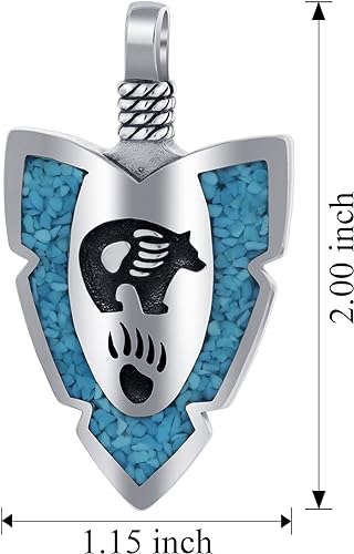 ONE: Santa Fe Arrowhead Turquoise Gemstone Bear Claw Southwestern Style 925 Sterling Silver Pendant