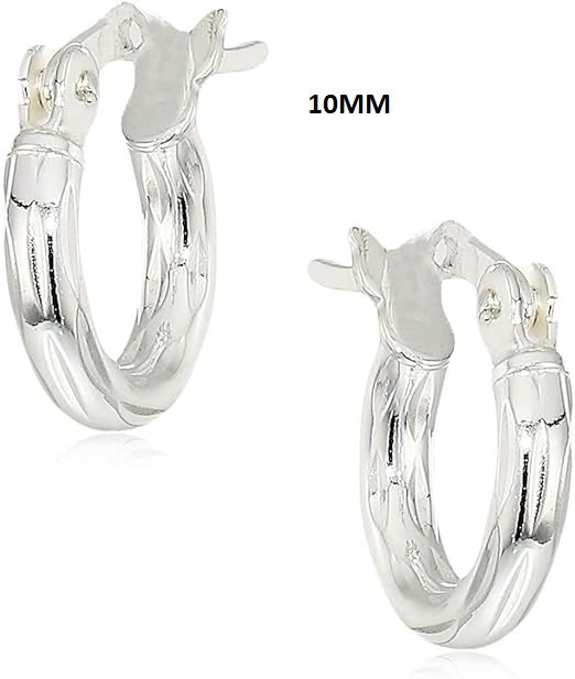 ONE: 925 Sterling Silver 10MM Hoop Earrings 14K Gold Plated Jewelry CZ