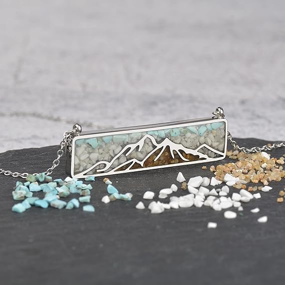 ONE: Turquoise Bar Mountain Howlite Stainless Steel Pendant Necklace