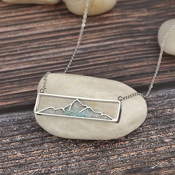 ONE: Turquoise Bar Mountain Howlite Stainless Steel Pendant Necklace