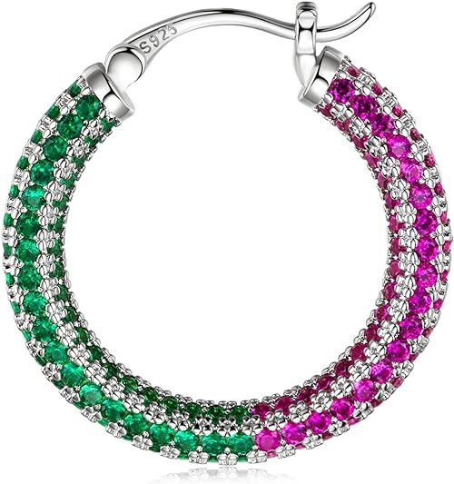 ONE:  ONE: 925 Sterling Silver Post Hoop Earrings 14K Gold Plated Jewelry CZ