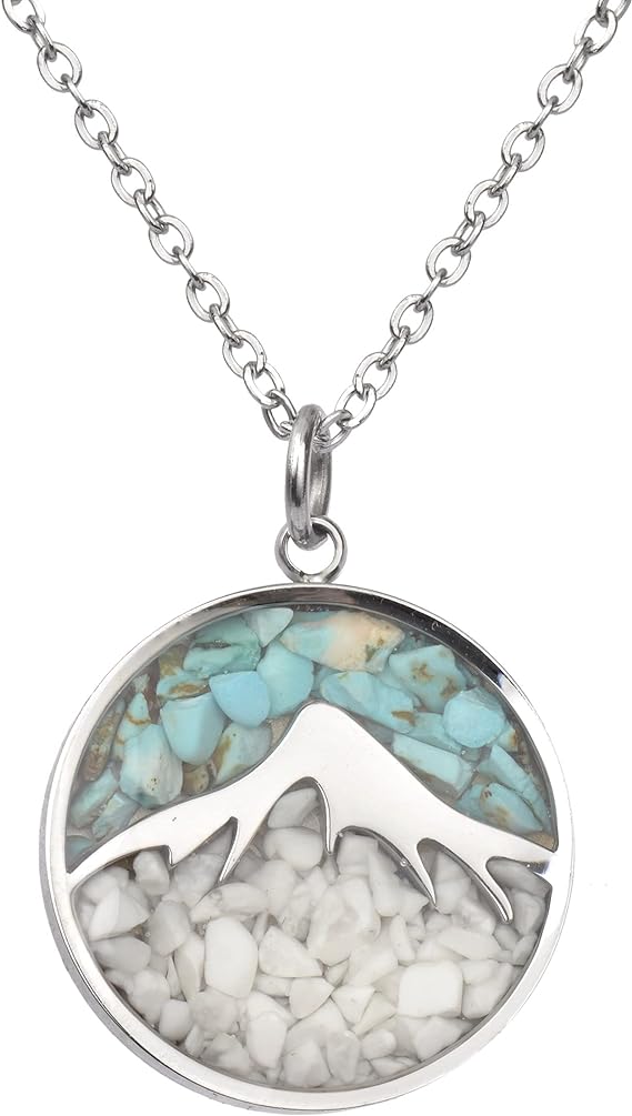 ONE: Turquoise Mountain Howlite Stainless Steel Pendant Necklace