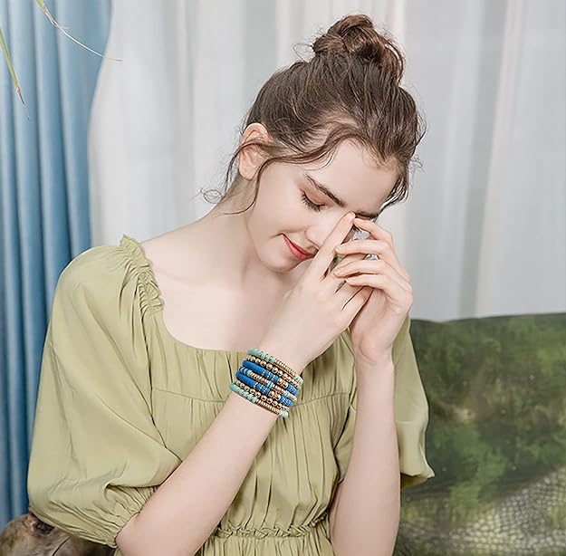 ONE: Premium Handmade New Blue Set 7pcs Bracelet's for Women