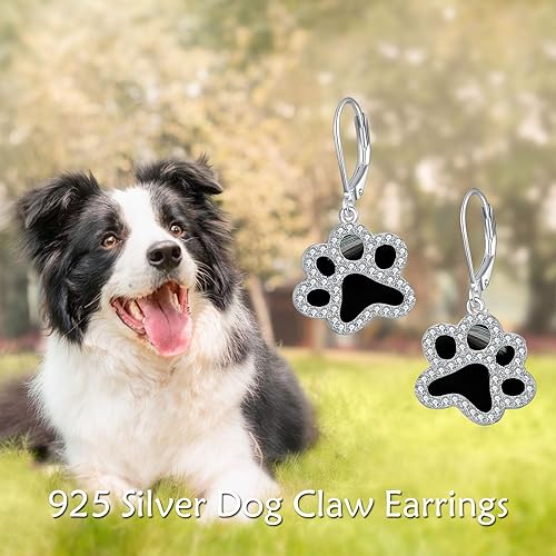 ONE PAIR:  Hoop Earrings Genuine 925 Sterling Silver Style: Lever back Paw Earrings