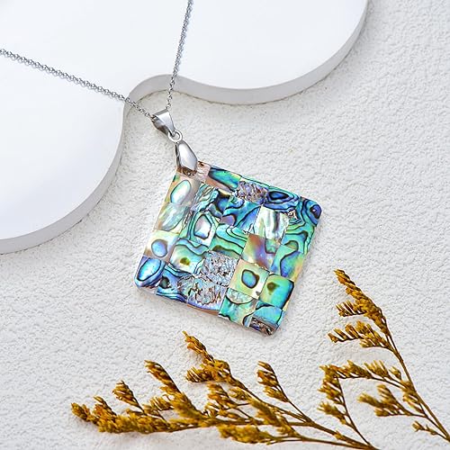 ONE: Handmade Healing Crystal Abalone Shell Pendant Necklace