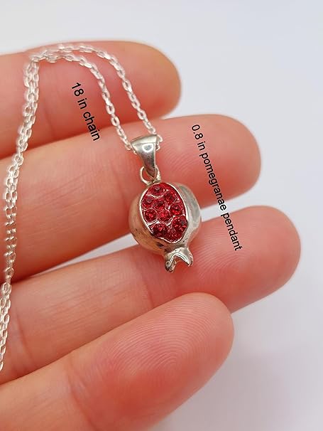 ONE: Necklace Genuine 925 Sterling Silver SOLID: Style: Pomegranate