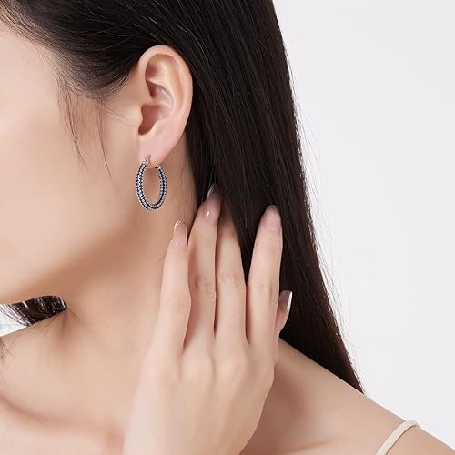 ONE: 925 Sterling Silver Post Hoop Earrings 14K Gold Plated Jewelry CZ