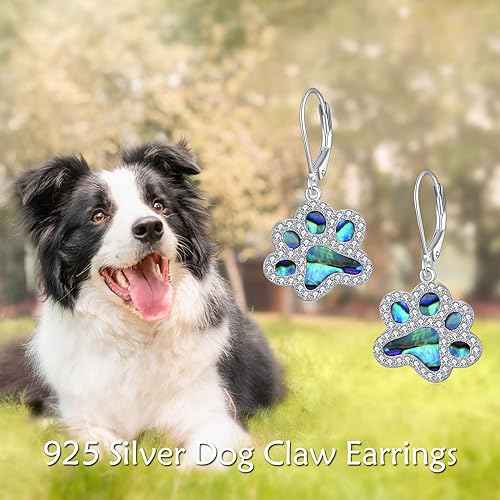 ONE PAIR:  Hoop Earrings Genuine 925 Sterling Silver Style: Lever back Paw Earrings
