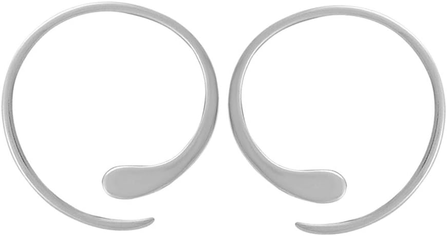 ONE PAIR: Pull Through Hoop Earrings Genuine 925 Sterling Silver