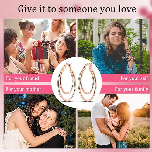 ONE: 925 Sterling Silver Hoop Earrings 14K ROSE Gold Plated Jewelry CZ