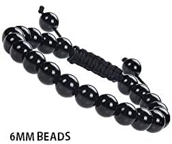 ONE: Premium Handmade Bracelet 6mm BLACK AGATE STONE BRACELET OF PROTECTION BRACELET HELPS RELEASING NEGATIVITY