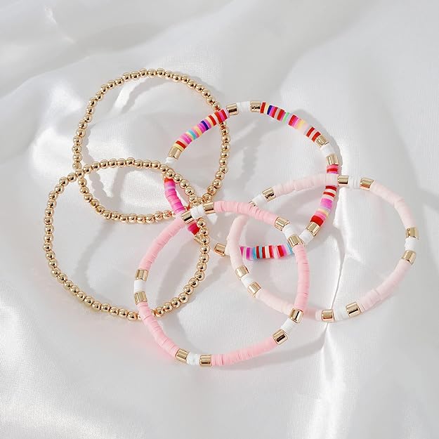 ONE: Premium Handmade New Lite Pink Set 5pcs Bracelet's for Women