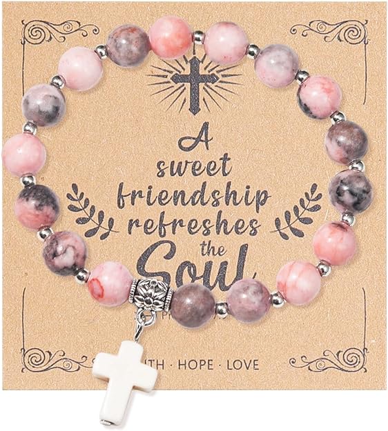 ONE: Premium Handmade New Cross Faith Bracelet for Men and Women Natural Stones