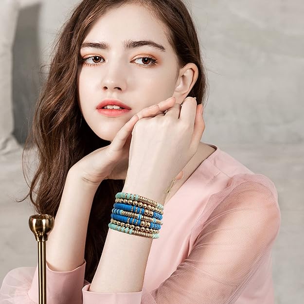 ONE: Premium Handmade New Blue Set 7pcs Bracelet's for Women