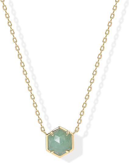 ONE: Handmade Healing Gemstone 14K Yellow Gold Plated  Pendant Necklace Green Fluorite