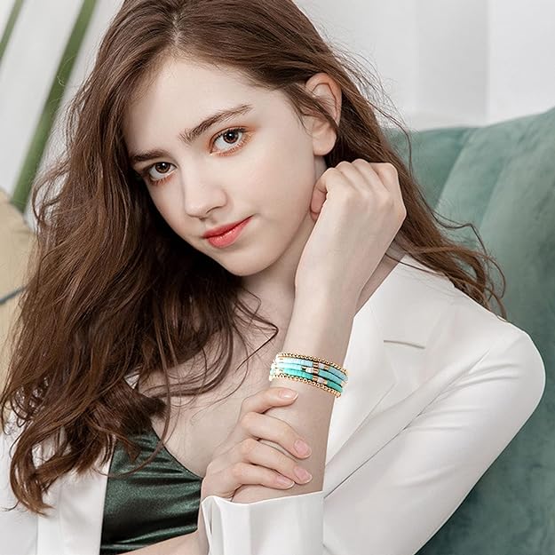 ONE: Premium Handmade New Light Green Set 5pcs Bracelet's for Women