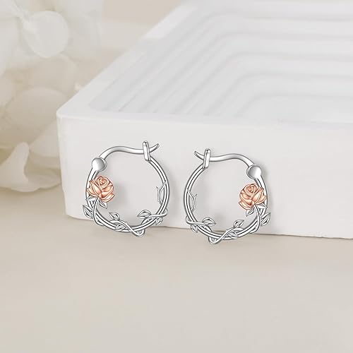 ONE:  Flower Hoops Earrings 925 Sterling Silver Jewelry CZ