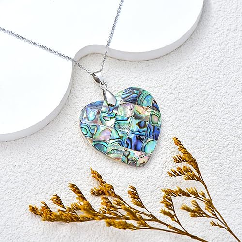 ONE: Handmade Healing Crystal Abalone Shell Pendant Necklace