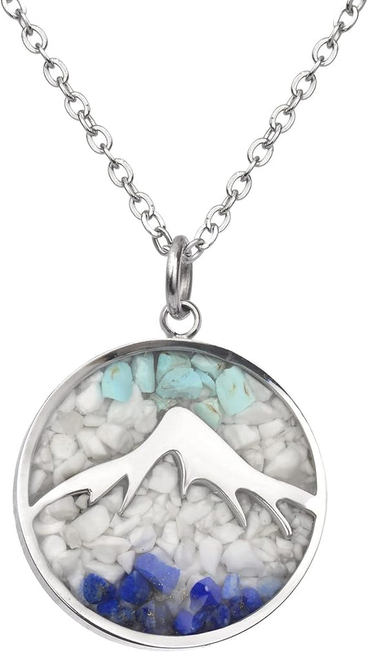 ONE: Turquoise Mountain Howlite Stainless Steel Pendant Necklace