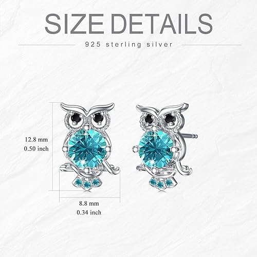 ONE PAIR:  Hoop Earrings Genuine 925 Sterling Silver OWL STUD