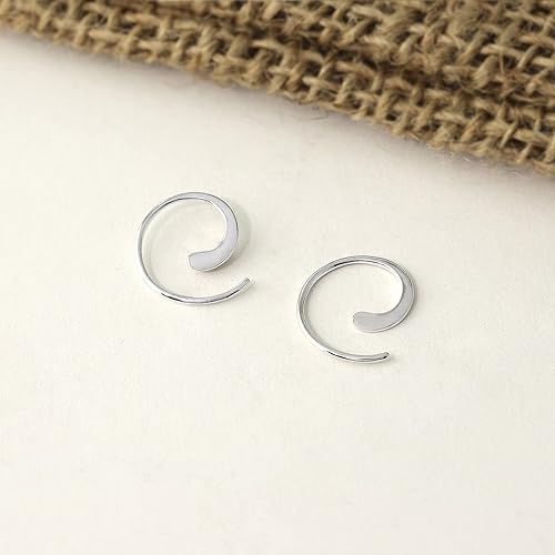 ONE PAIR: Pull Through Hoop Earrings Genuine 925 Sterling Silver