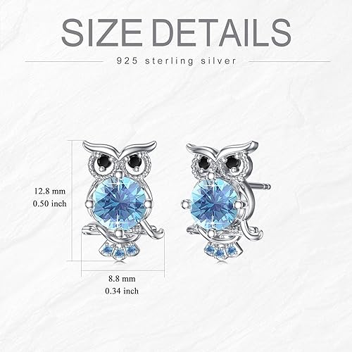 ONE PAIR:  Hoop Earrings Genuine 925 Sterling Silver OWL STUD
