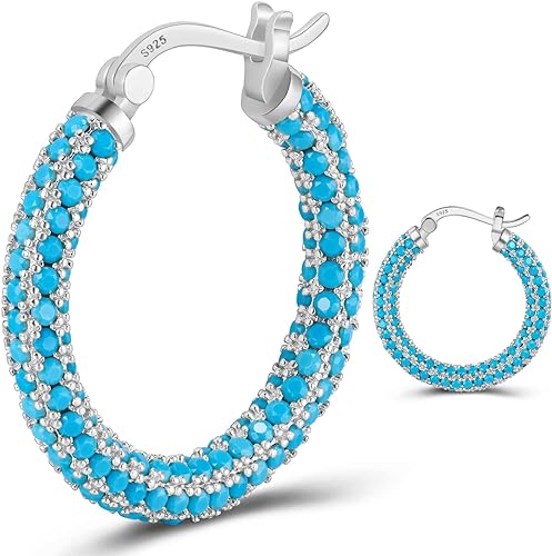 ONE: 925 Sterling Silver Post Hoop Earrings 14K Gold Plated Jewelry CZ